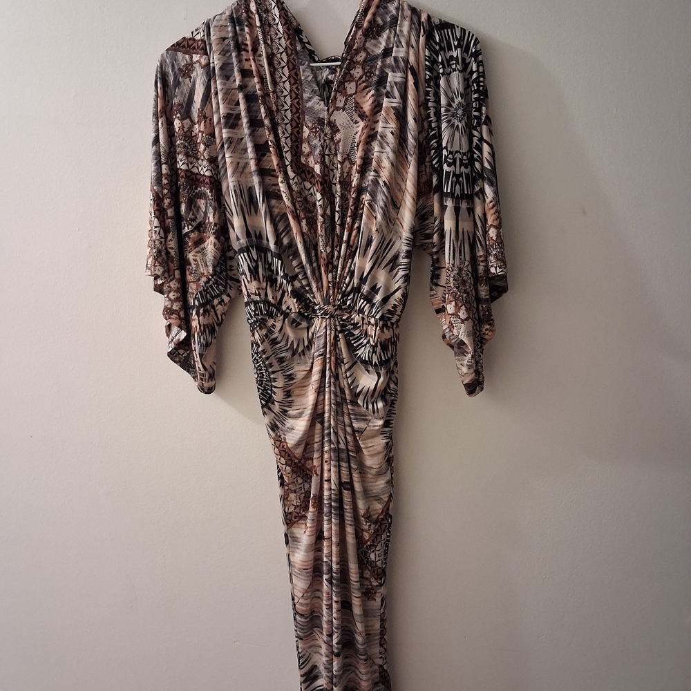 Bohemian Print Maxi Dress in Neutral Tones - Picture 4 of 4